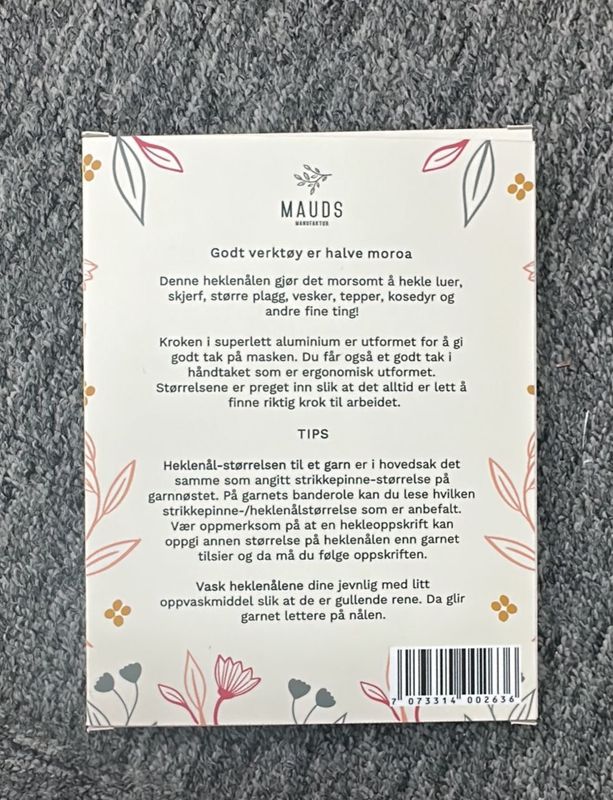 Mauds heklenålsett - 8 størrelser
